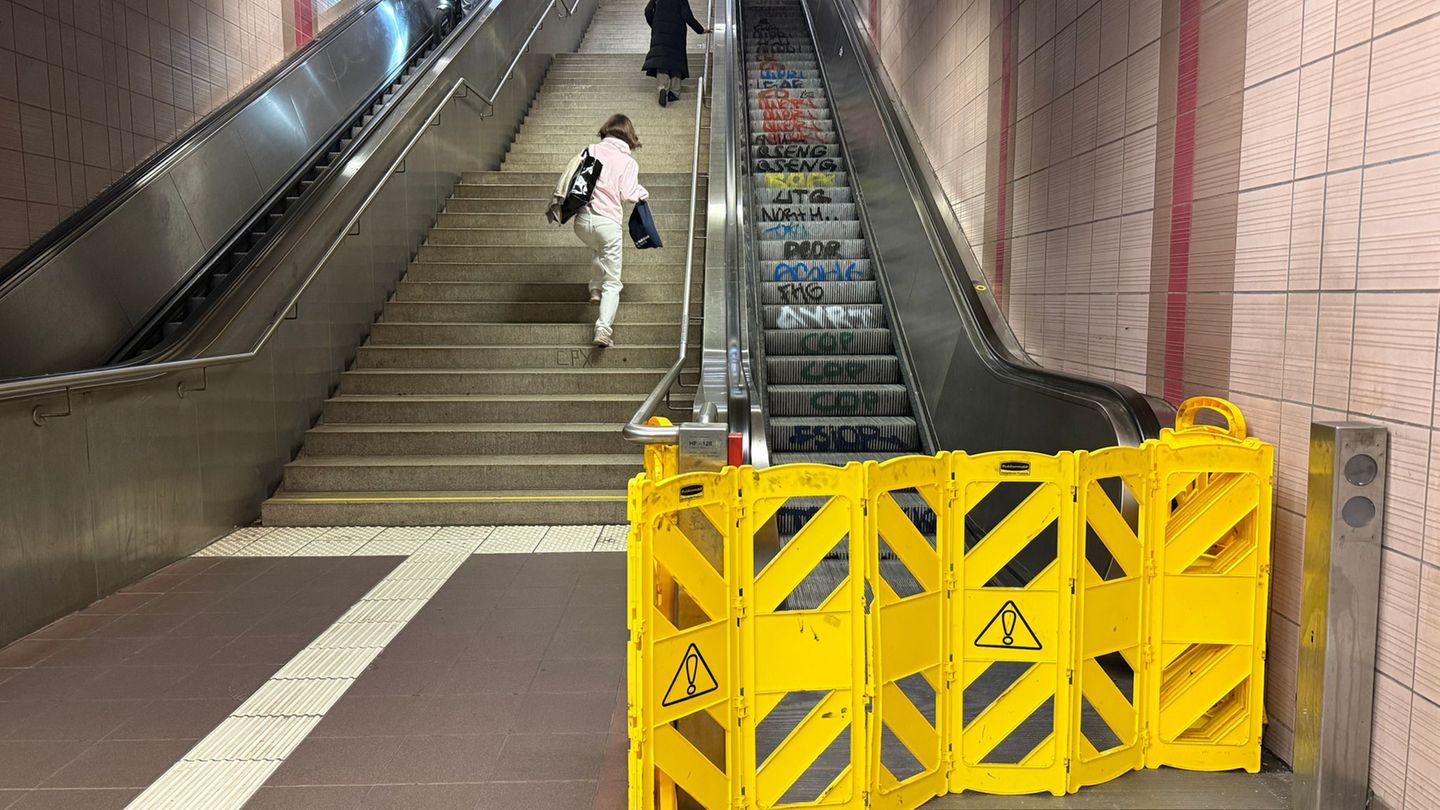 An mehreren Bahnhöfen in Frankfurt müssen Fahrgäste Treppenstufen zu Fuß erklimmen. Foto: Isabell Scheuplein/dpa