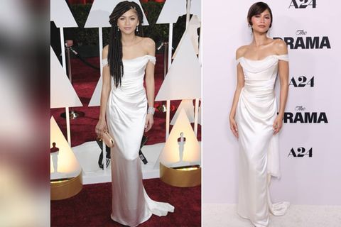 Zendaya erschien im selben Kleid bei den Oscars 2015 (l.) und zur "The Drama"-Filmpremiere 2026.