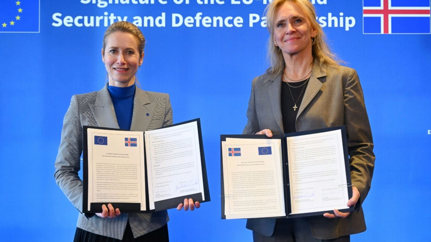 EU-Außenbeauftragte Kallas und Islands Verteidigungsministerin Gunnarsdottir