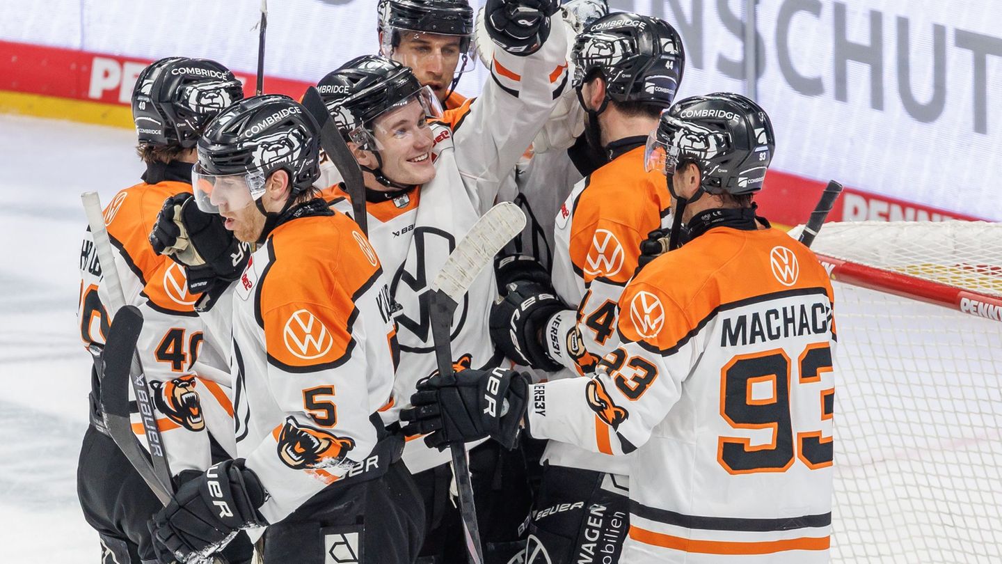 Grizzlys Wolfsburg geht in der Playoff-Serie gegen Schwenningen in Führung. Foto: Andreas Gora/dpa