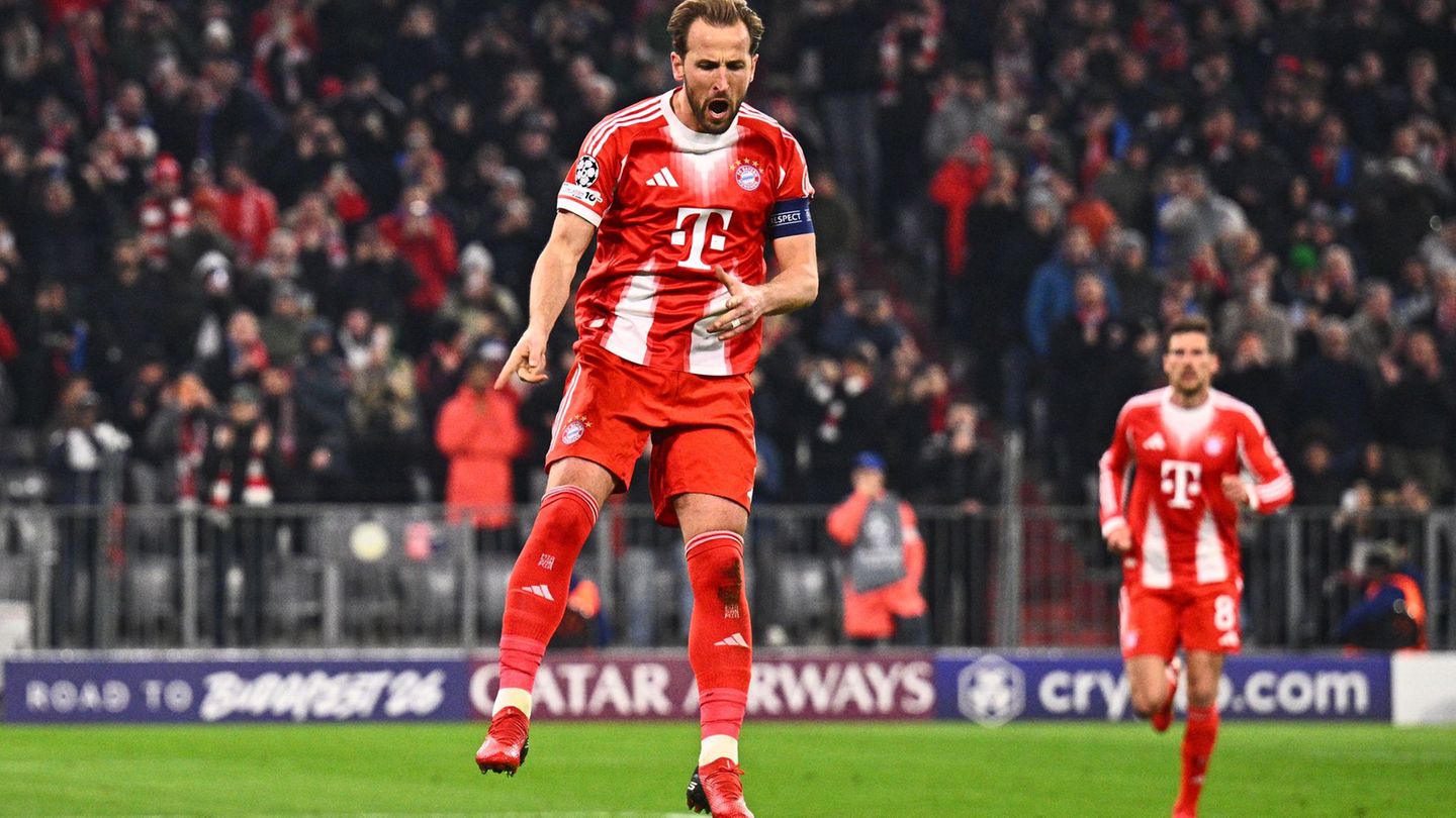 Harry Kane jubelt nach seinem im zweiten Versuch verwandelten Elfmeter. Foto: Tom Weller/dpa