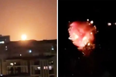 Das Abwehrsystem "Iron Dome" wehrt eine iranische Rakete ab.