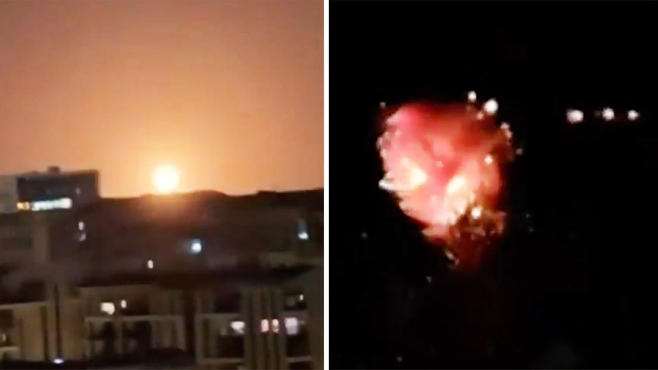 Das Abwehrsystem "Iron Dome" wehrt eine iranische Rakete ab.