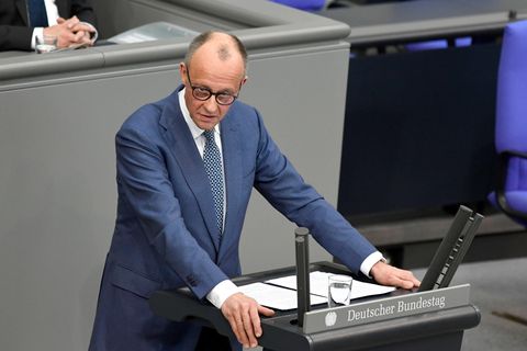 Friedrich Merz bei einer Rede im Bundestag.