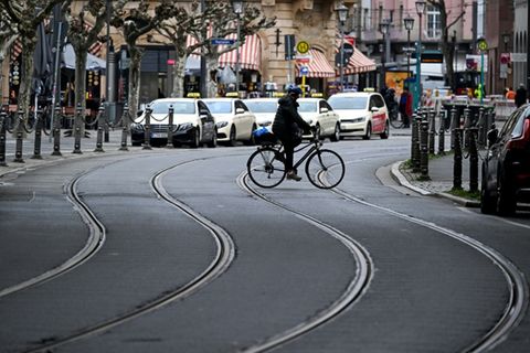Straßenbahnschienen in Frankfurt