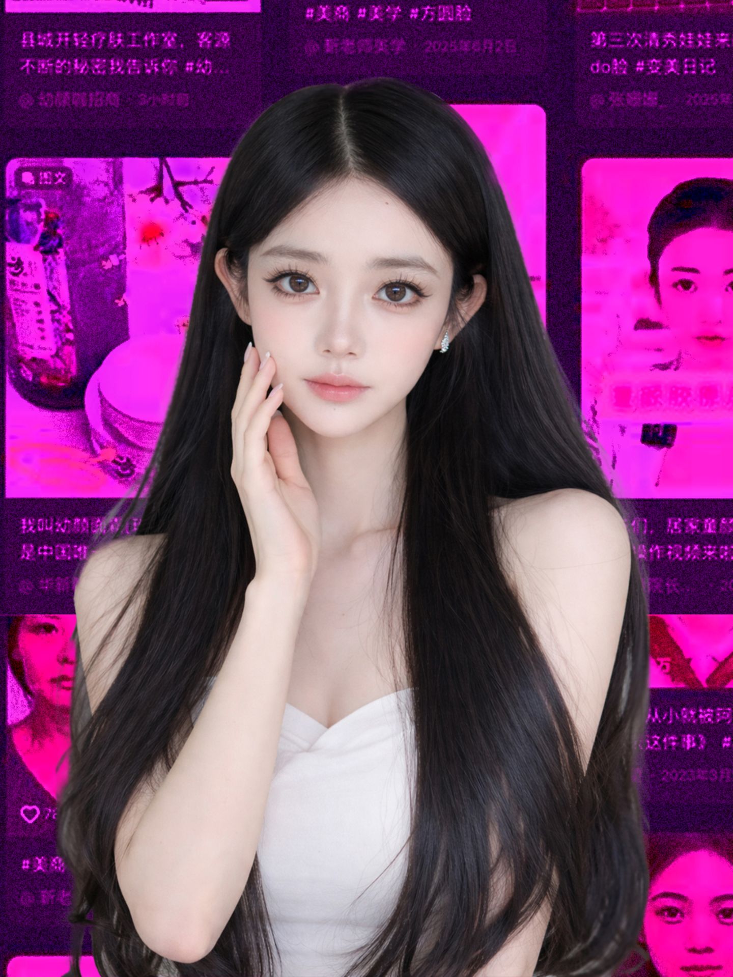 EIne KI-generierte Version einer Frau in China mit derzeit verbreiteten Schönheitsidealen