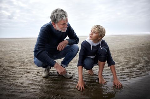 Familienleben: Vater und Sohn am Strand