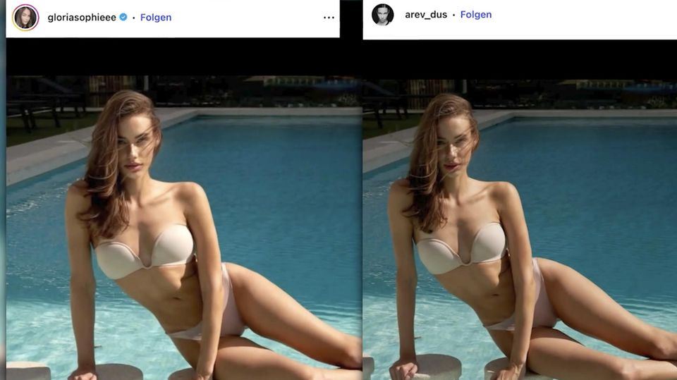 Ein Vergleich des Original- und des KI-Fotos von Markus Söders Tochter und des spanischen Models