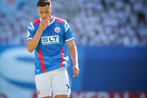Torschütze in Wiesbaden: Kenan Fatkic von Hansa Rostock. (Archivbild) Foto: Christian Charisius/dpa