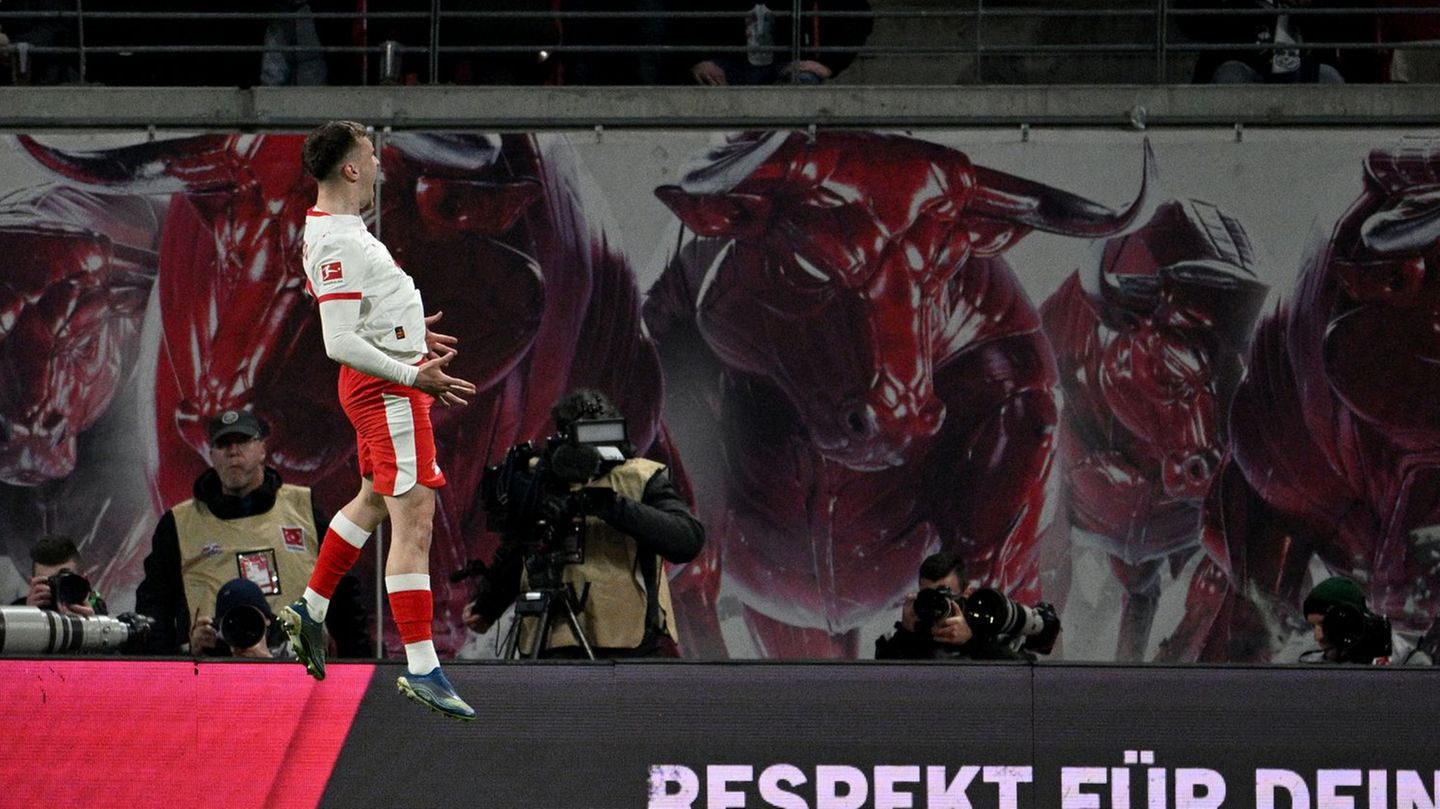 Brajan Gruda von RB Leipzig bejubelt den Führungstreffer gegen die TSG Hoffenheim