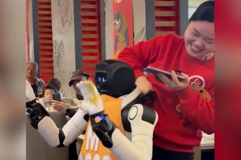 Tanzender Restaurant-Roboter gerät völlig außer Kontrolle
