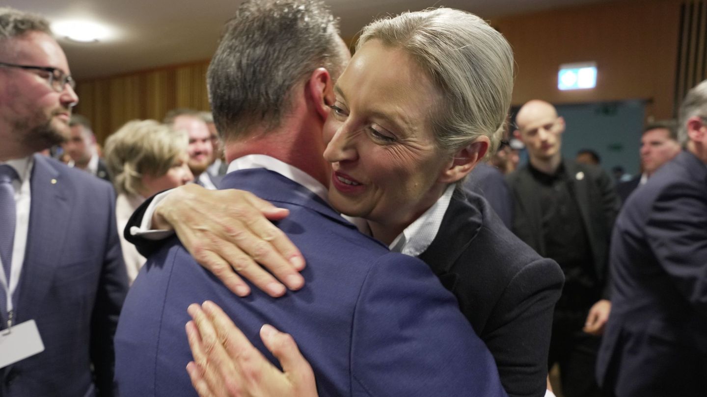 Die AfD kann nach den Hochrechnungen feiern. Foto: Andreas Arnold/dpa