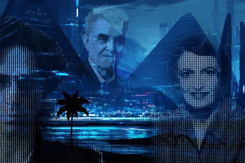 René Girard (Mitte), Curtis Yarvin und Ayn Rand gelten als Vordenker des digitalen Autoritarismus.
