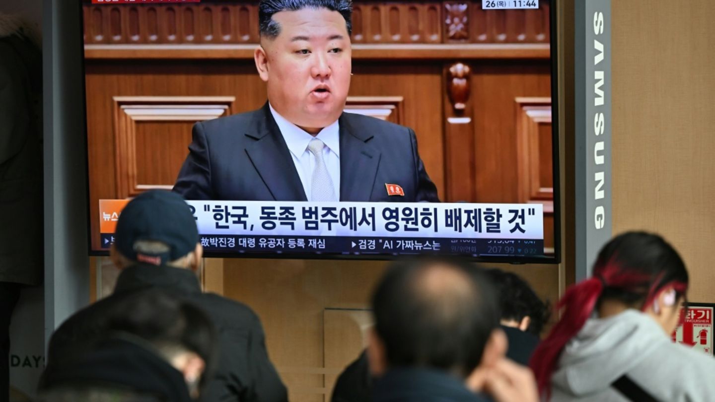 Aufnahme von Kim im südkoreanischen Fernsehen im Februar