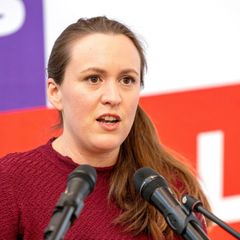 Rebecca Ruppert, Spitzenkandidatin der Linken in Rheinland-Pfalz, am Wahlabend