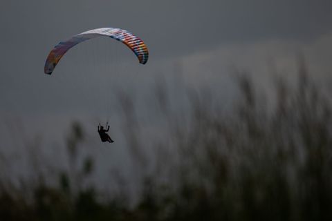 Ein Gleitschirmflieger ist bei Waldstetten in Baumkronen gelandet. (Symbolbild) Foto: Sebastian Gollnow/dpa