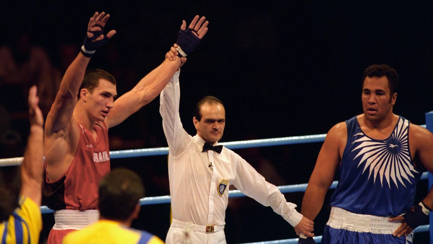 Wladimir Klitschko als Amateurboxer 1996 bei den Olympischen Spielen