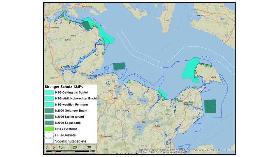 Die drei neuen Schutzgebiete liegen an der Hohwachter Bucht, der Geltinger Bucht bis zur Schleimündung sowie westlich von Fehmarn