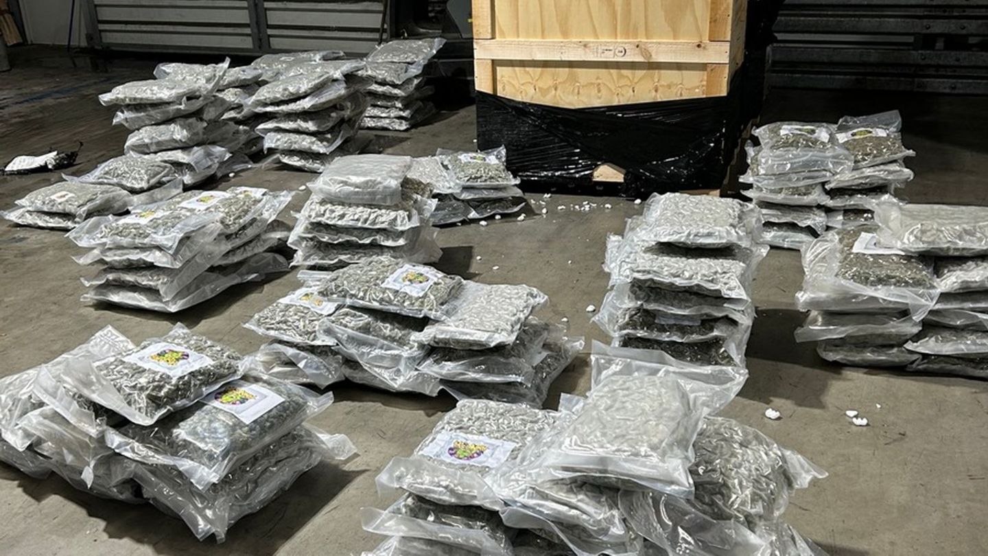 In einem Container voller Büromöbel stieß der Zoll auf Unmengen von Drogen. Foto: --/Zollfahndungsamt Essen/dpa