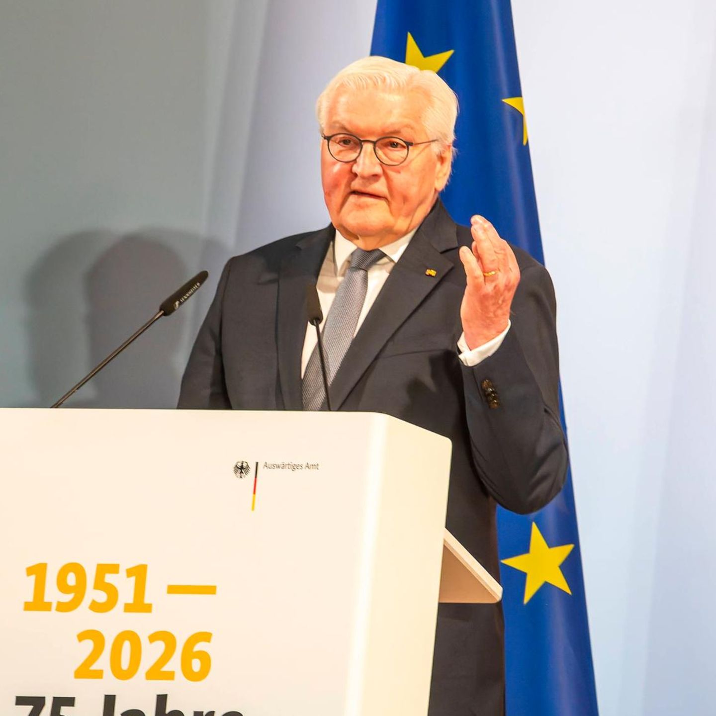 Bundespräsident Frank-Walter Steinmeier bei einer Rede im Auswärtigen Amt