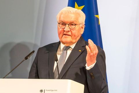 Bundespräsident Frank-Walter Steinmeier bei einer Rede im Auswärtigen Amt