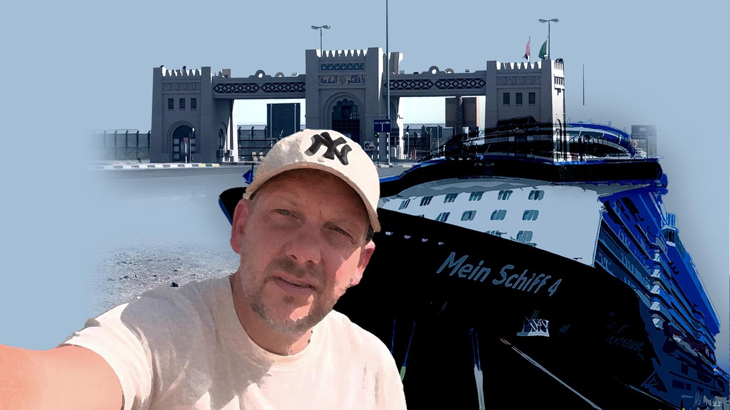 Montage: „Mein Schiff“-Passagier Philipp W. am Grenzübergang von den Vereinigten Arabischen Emiraten zum Oman