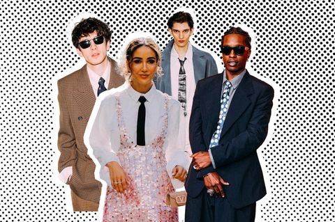 Krawatte: Montage zeigt drei Männer und eine Frau modisch gekleidet mit Krawatten