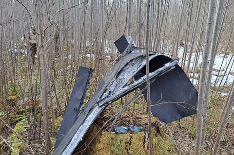 In Lettland wurden Teile einer Drohne gefunden, die mutmaßlich aus der Ukraine stammt. Foto: -/National Armed Forces of Latvia/d