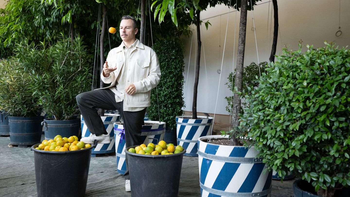 Der Dresdner Tino Piontek alias Purple Disco Machine übernimmt eine Orangenbaum-Patenschaft. Foto: Sebastian Kahnert/dpa