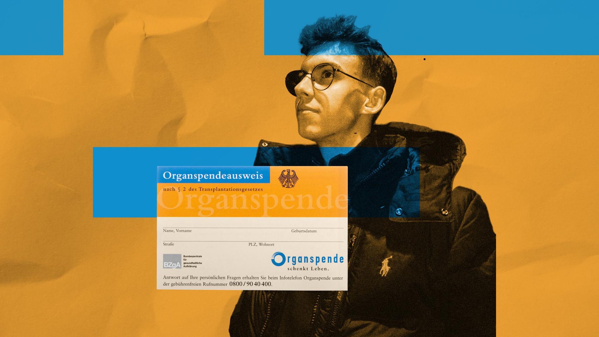 Collage: Tim Lanfermann füllte mit 16 bereits den Organspendeausweis aus
