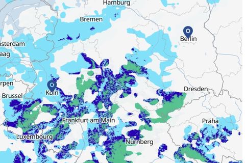 Eine Karte zeigt das aktuelle Wetter in Deutschland