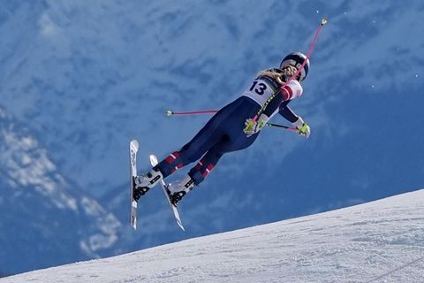 Lindsey Vonn nur Augenblicke vor ihrem fatalen Sturz bei der Olympia-Abfahrt von Cortina d'Ampezzo