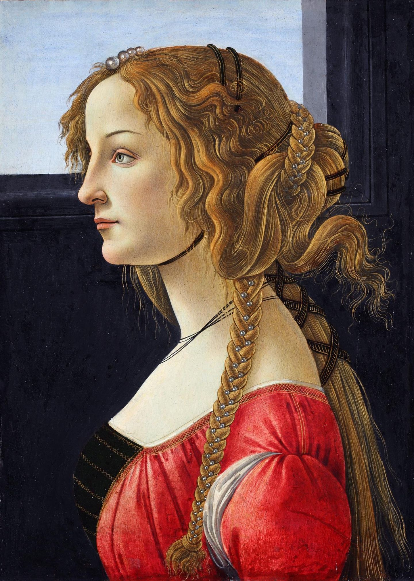 Haare: „Profilbildnis einer jungen Frau“ von Sandro Botticelli