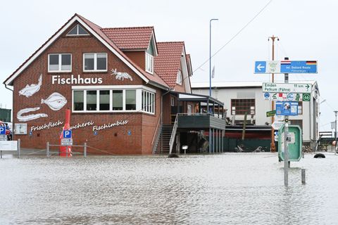 Anfang Oktober sorgte eine Sturmflut etwa in Ditzum für Land unter. (Archivbild) Foto: Lars Penning/dpa