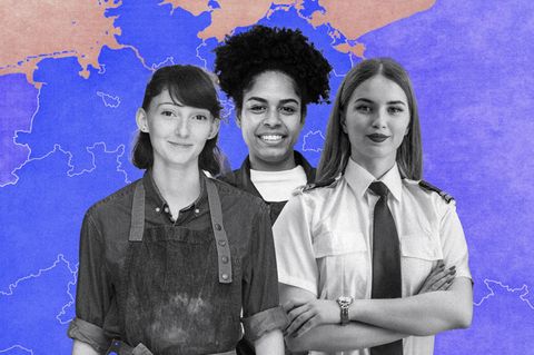 Drei Frauen in Berufskleidung