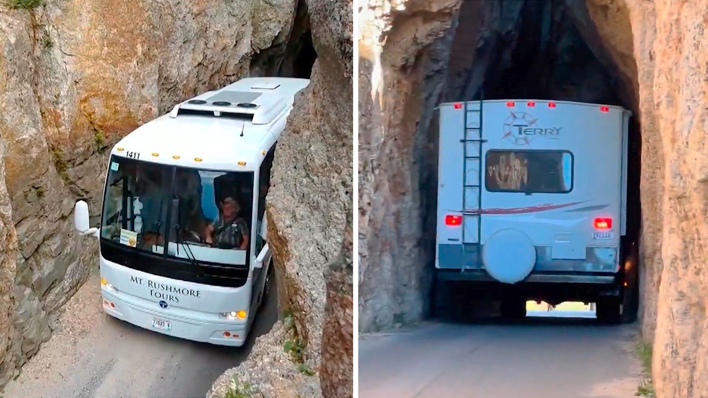 South Dakota : Das "Nadelöhr" – dieser XXS-Tunnel bringt Autofahrer an ihre Grenzen