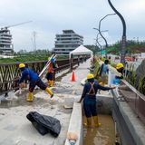 Bauarbeiten zur Errichtung von Parkanlagen