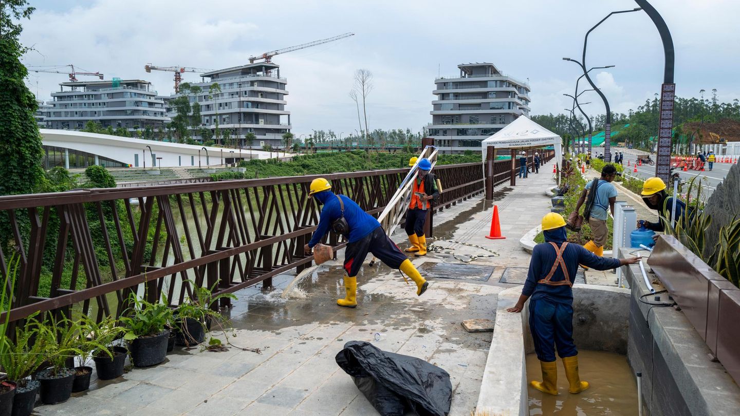Bauarbeiten zur Errichtung von Parkanlagen