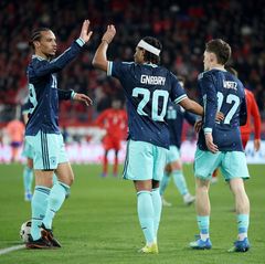 Vor Ghana: Deutschlands Fußballer um Leroy Sané, Serge Gnabry und Florian Wirtz (v.l.) gegen die Schweiz