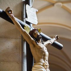 Eine Skulptur in Bethlehem, Israel: Jesus am Kreuz