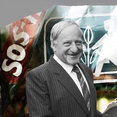 Collage zeigt Hermann Gmeiner (SOS-Kinderdorf-Gründer)