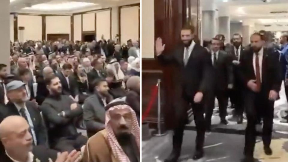 Ahmed Al-Scharaa betritt Berliner Hotel