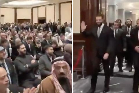 Ahmed Al-Scharaa betritt Berliner Hotel