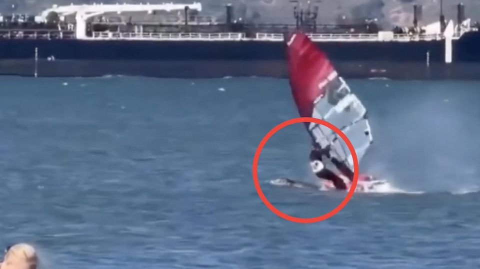 Surfer kollidiert plötzlich mit Wal