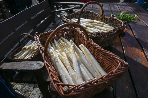 Er ist frisch vom Feld geholt: Der Beelitzer Spargel wird rechtzeitig vor Ostern geerntet. Foto: Jens Kalaene/dpa