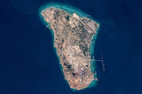 Satellitenaufnahme der iranischen Insel Charg