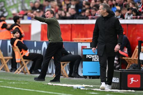 Wolfsburgs Trainer Dieter Hecking (l.) war unzufrieden mit der Leistung des Schiedsrichters