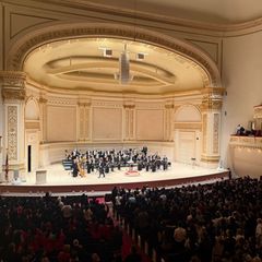Sächsische Töne in New York: Das sächsische Blasorchester tritt in der Carnegie Hall auf. Foto: Anne Pollmann/dpa