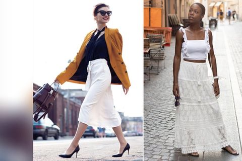 Elegante Midiröcke passen gut ins Büro, während Maxiröcke im Boho Chic für Alltag und Freizeit geeignet sind.