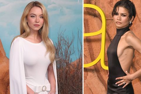 Sydney Sweeney (l.) kam in Weiß, Zendaya in Schwarz.